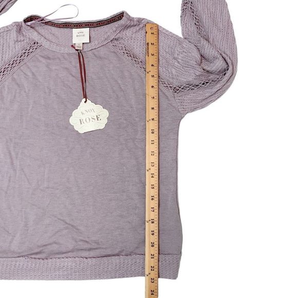 Knox Rose Women's Small Waffle Knit Pullover Henley Boho Hippie Sweatshirt - Picture 12 of 12